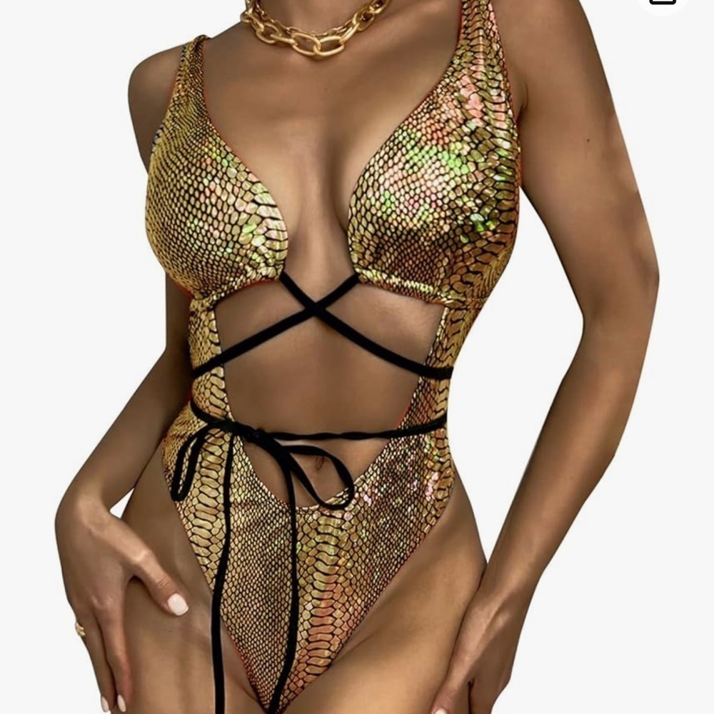 Backless One Piece High Cut-Out Laser Monokini Swimsuit